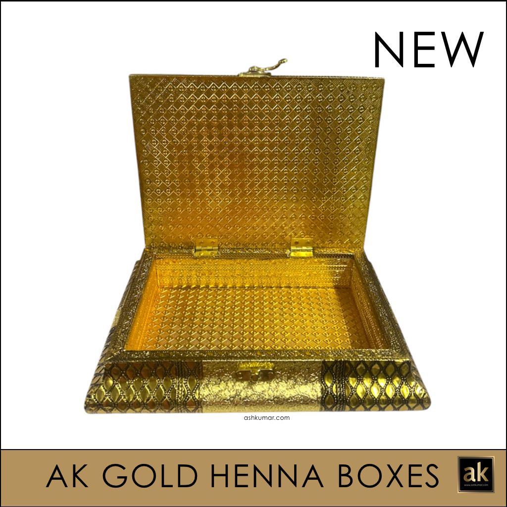 ELEGANT AK GOLD HENNA BOX with 5 HENNA CONES